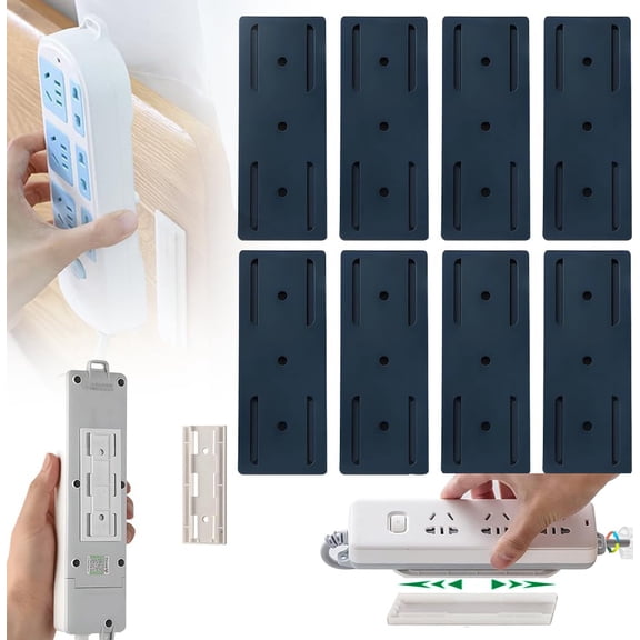 Adhesive Punch Free Socket Holder,2025 New Self Adhesive Power Strip Holder, Adhesive Punch Free Desktop Socket Fixer Wall Mounted, Plug-in Socket Fixer Bracket Stand for Kitchen Home