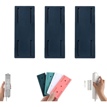 Adhesive Punch-Free Socket Holder,Socket Holder, Self Adhesive Wall Mount Desk Socket Fixer Power Strip Holder Without Punch, for Remote Control, Router(10* Black)