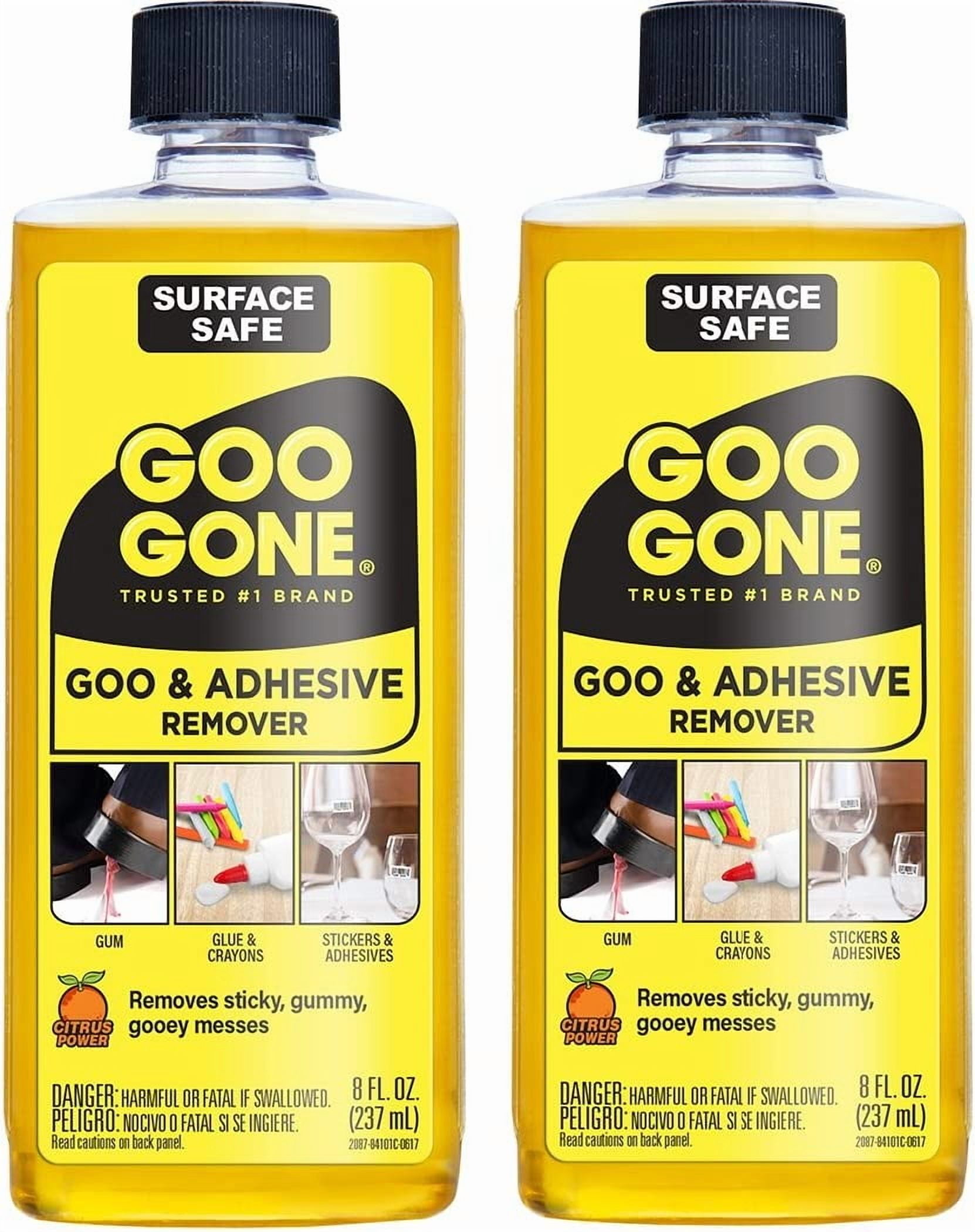 Adhesive Remover - 2 Pack - 8 Ounce - Surface Safe Adhesive Remover Safely Removes Stickers Labels Decals Residue Tape Chewing Gum Grease Tar Crayon Glue