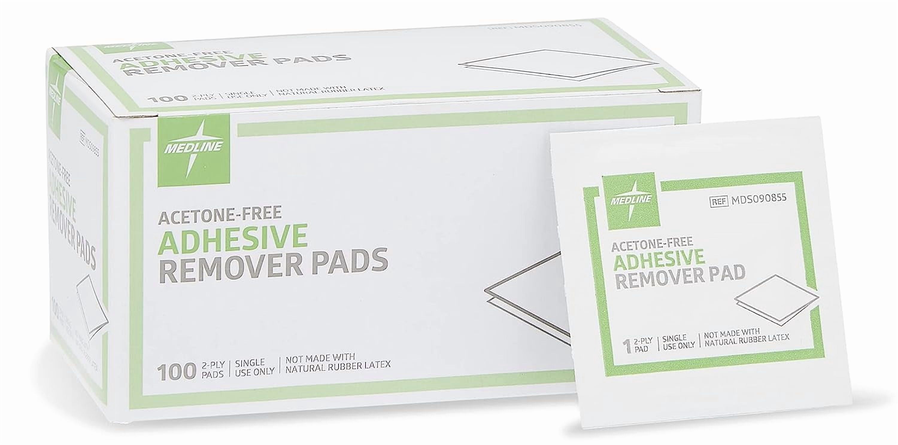 Medline Adhesive Remover Pad, Acetone-Free, 2-Ply Pad, 100 Count (Pack of 10)