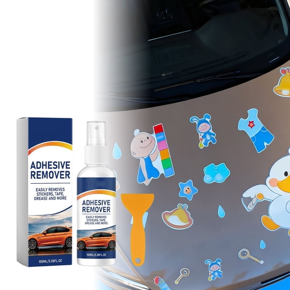 Adhesive Remover Spray, 100ml Sticker Dissolving Solution, Multi-Surface Cleaner, Breaks Down Tape Bonds and Safe on Surfaces for Glass, Plastic, and Wooden Items
