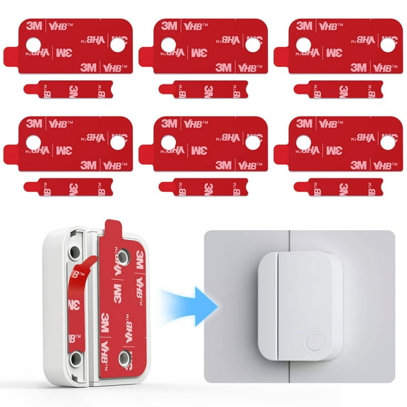 Adhesive Replacement for Ring Alarm Contact Sensor (2nd Gen): 3M VHB Double Sided Sticky Strips (6 Sensors Pads & 6 Magnet Pads) - Mounting Tape Sticker Pre-Cut for Ring Door & Window Security System