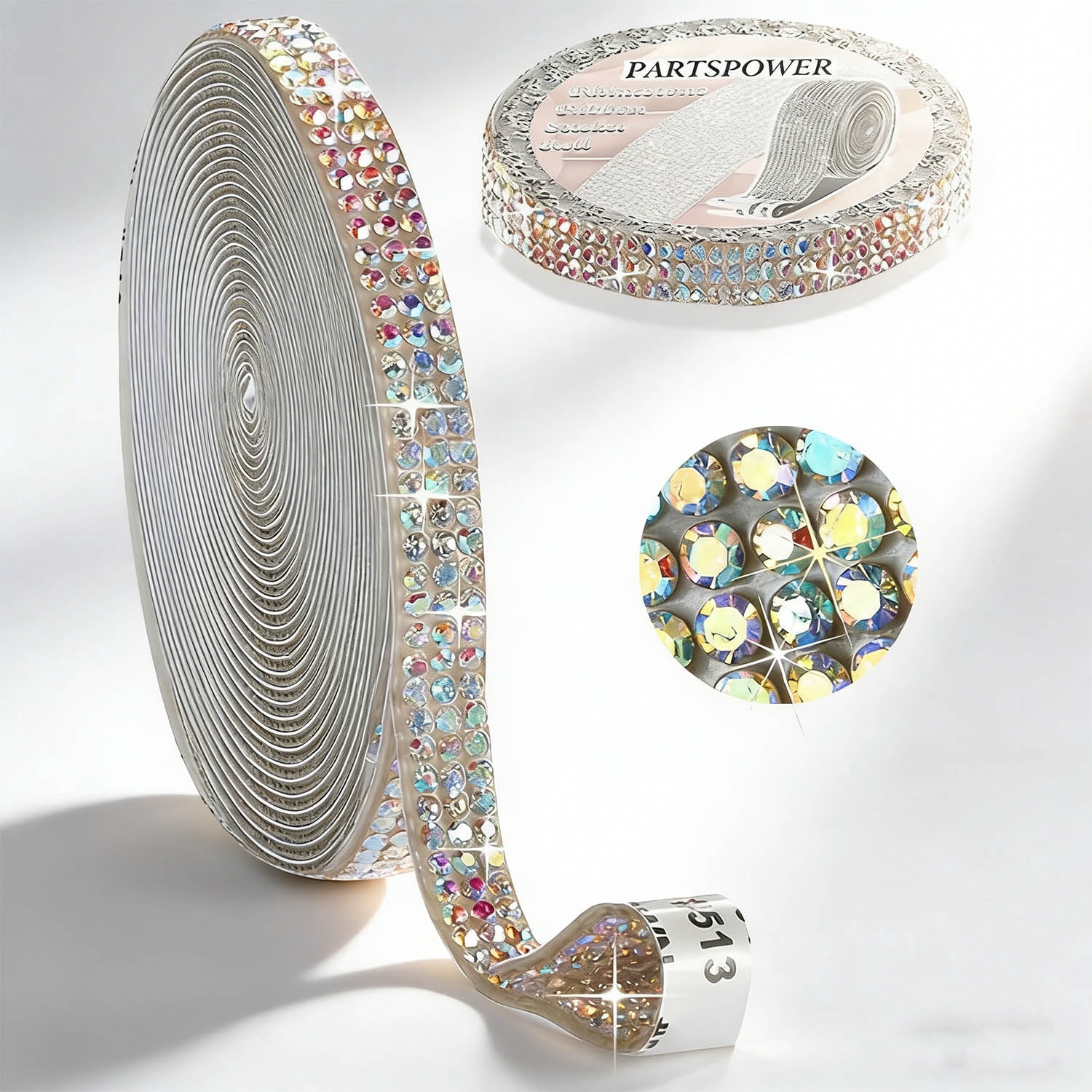 Adhesive Rhinestone Ribbon Strips Roll, Crystal Bling Diamond Stickers ...