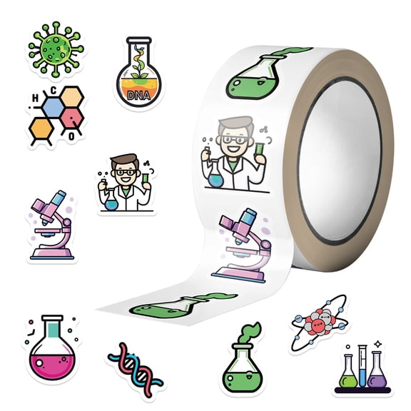 Lab Equipment Cartoon Stickers For Journal Decoration Waterproof Adhesive PVC Materials Creative Stationery Accessories