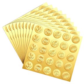 Adhesive Seal Sticker Sheets Embossed Gold Finish, PVC Paper Project Closures, 10 Pack 21 x 20.5 cm for Envelopes Invita by LUVNIMB