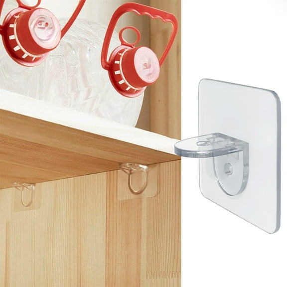 Adhesive Shelf Bracket No Drill, Clear Punch-Free Cabinet Shelf Support Peg, Invisible Right Angle Load-Bearing Bracket for Kitchen Cabinet, Closet, Bookshelf, and Home Storage