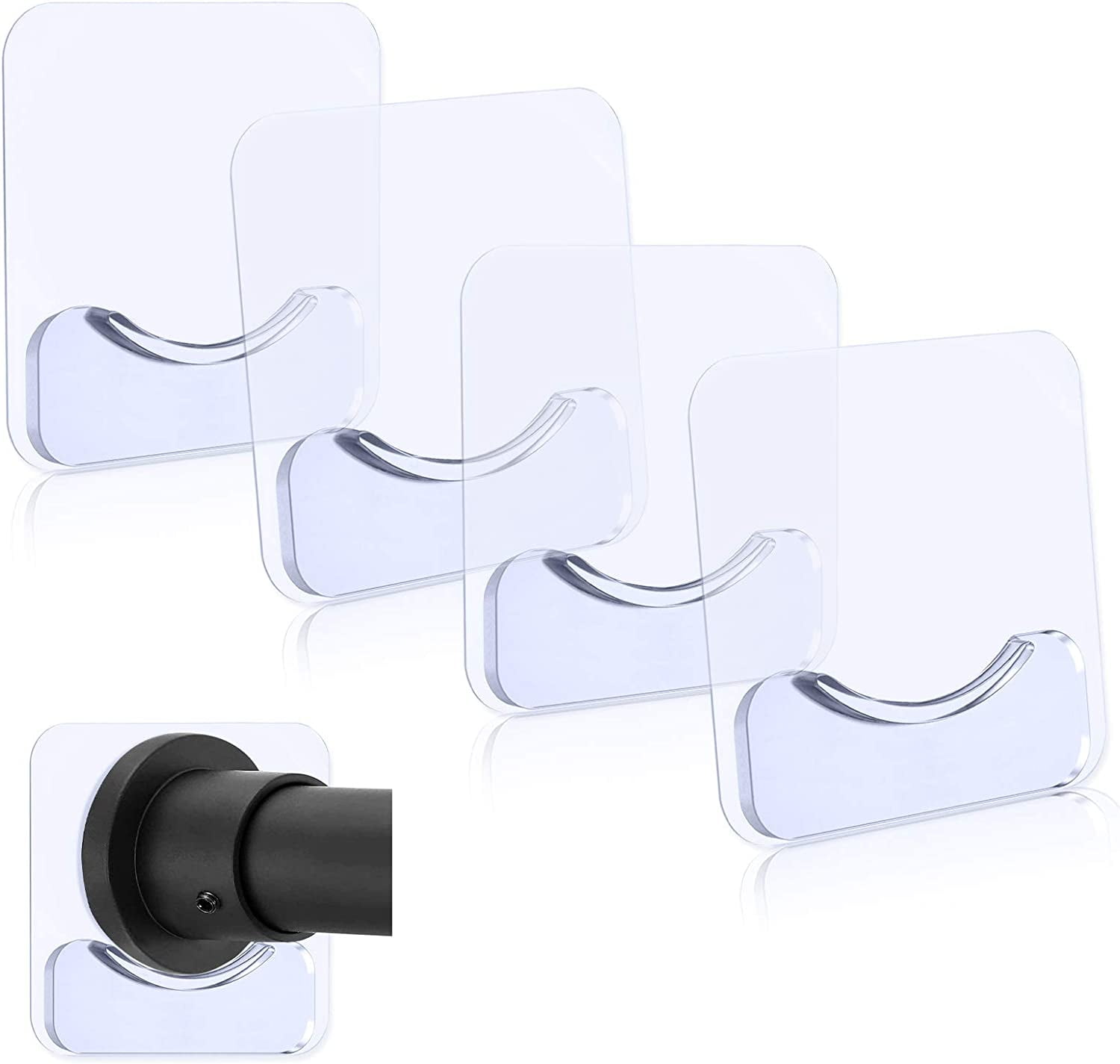 Adhesive Shower Curtain Rod Holder, Invisible Wall Mount Holder for