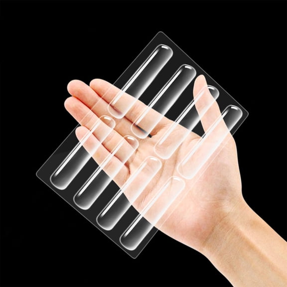 Adhesive Silicone Glass Strip 10 Pack Soft Close Bumper for Sliding Door Cabinet Drawer Cushion Noise Dampening Pad Clear Silica Gel Anti-Slip Furniture Protector for Home