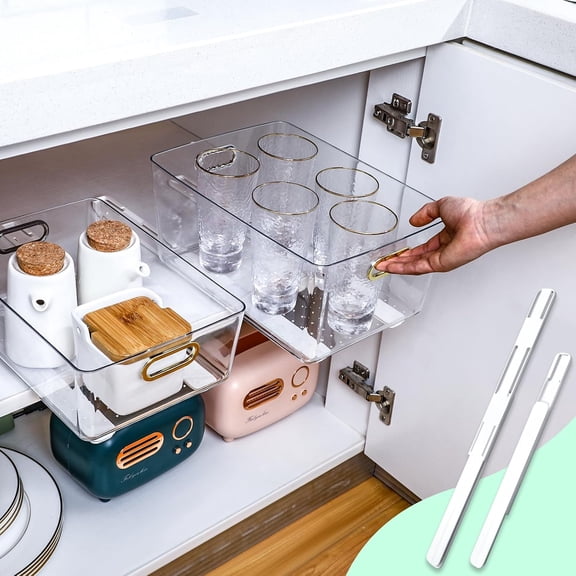 Adhesive Sliders for Cabinets Pull Out Drawer Organizer Accessories Basket Office Glide Cabinet Tracks Runner Adhesive Drawer Slides Pull Out Replace Guide Rail