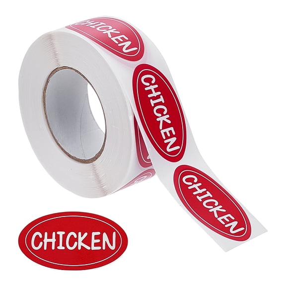 Adhesive Sticker Meat Labels for Envelopes Mailers and Bags Oval with Word Pattern Red 25x45x0.2mm 500pcs/roll for DIY