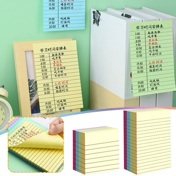 Adhesive Sticky Notes Pad | Dual Size Lined Notepad for Efficient Task Management | 4 Vibrant Colors | Easy Apply & Remove | 200 Sheets Per Pack | Portable Memo Organizer