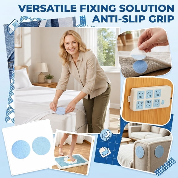 Adhesive Tape for Bed Sheets and Sofa Cushions with Double Sided Hook and Loop Design to Secure Rugs and Tablecloths for Home Organization Needs Sky Blue One Size