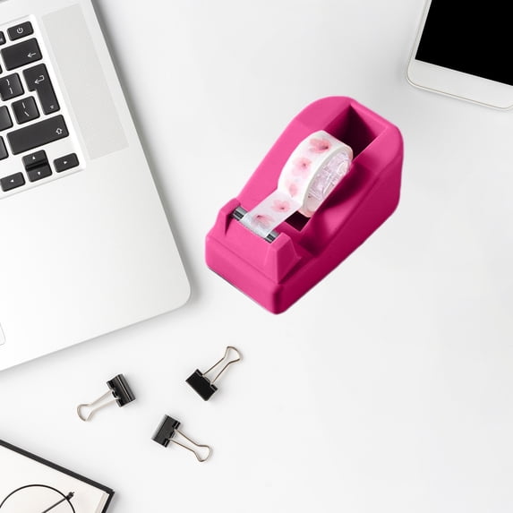 Adhesive Tape Dispenser, Tape Cutter, Plastic Tape Holder for Office Home Use, Portable Tape Seat with Built-in Cutter, 1-Pack