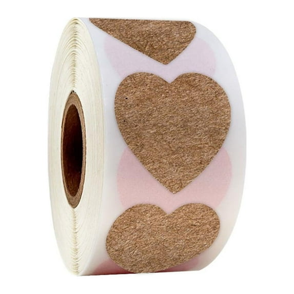 Adhesive Tape,Valentine's Day Heart Sticker Roll - 500 PCS 1 Inch Love Decorative Stickers for Wall, Gift, Craft, Scrapbooking & Party Decor