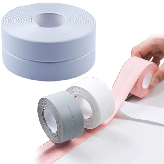 Adhesive Tape Waterproof Caulk Tape Sealant Strip, 1.5" W x 126"L PVC Sealing Tapes for Kitchen Bathroom Bathtub Countertop Toilet Sink
