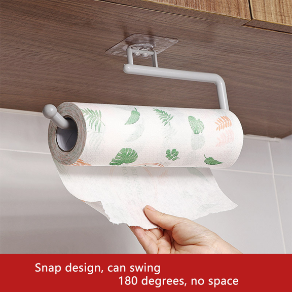 Adhesive Toilet Paper Holder, Under Cabinet Paper Towel Rack, Wall Mount Tissue Holders for Bathroom, Counter, Kitchen, Gray