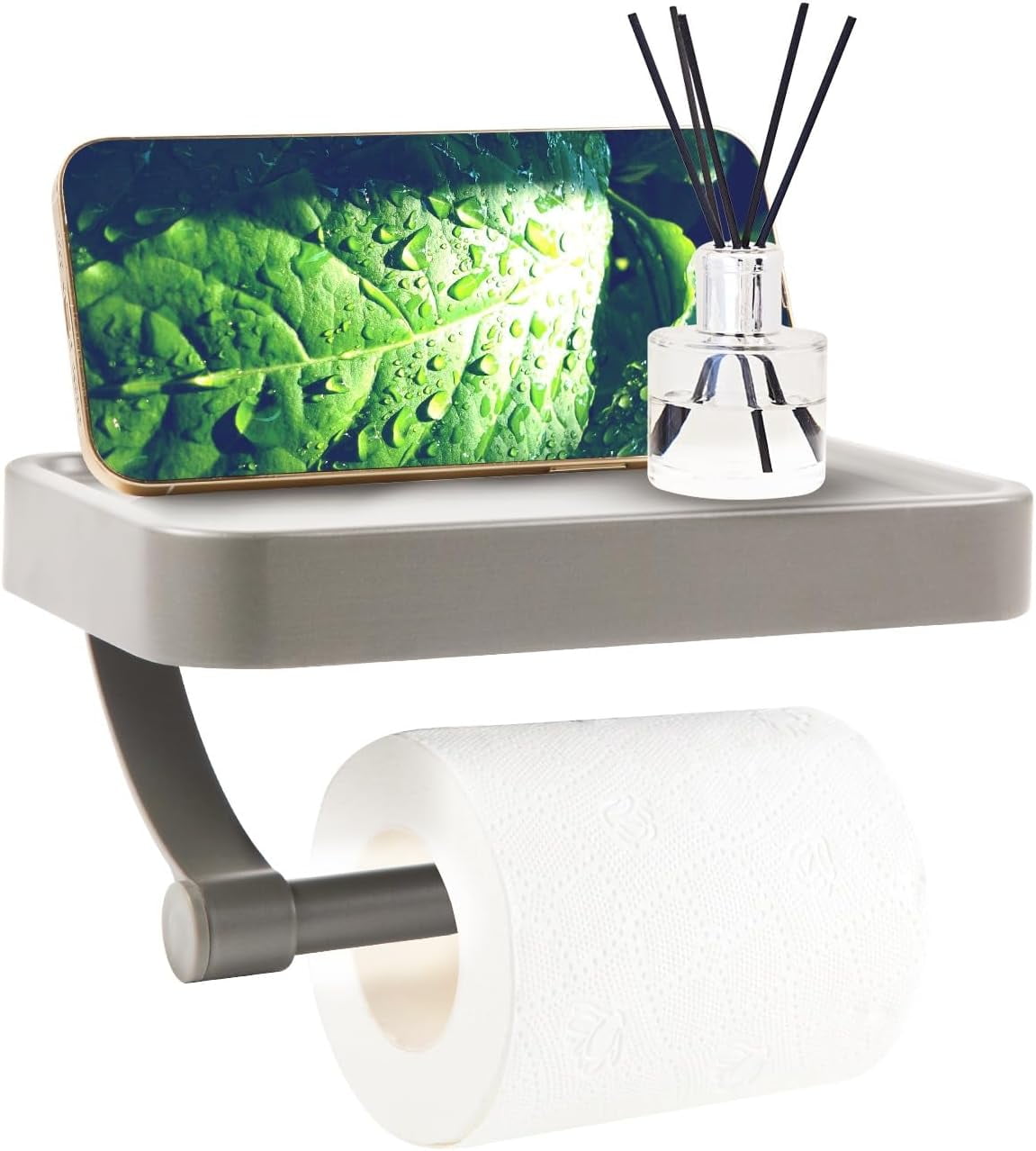 Adhesive Toilet Paper Holder With Phone Shelf, Modern Toilet Tissue