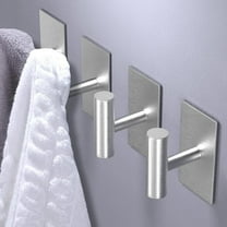 Adhesive Towel Hooks, Heavy Duty Stainless Steel Wall Hooks for Bathroom, Kitchen, Waterproof Hooks for Hanging Coat, Robe, Clothes (4 Pack)