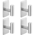 thumbnail image 1 of Adhesive Towel Hooks, Heavy Duty Wall Hooks, Towel Hooks for Bathrooms Adhesive, SUS304 Stainless Steel Waterproof Sticky Kitchen Hooks for Hanging Towel,Clothes,Robe,Brushed Nickel,4Pack, 1 of 7