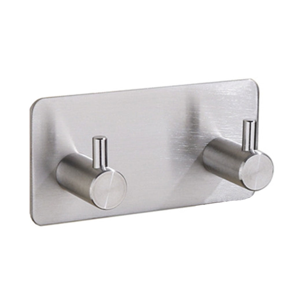VIS'V Adhesive Hooks, Silver Self Adhesive Wall Hooks Heavy Duty Stainless  Steel Waterproof Shower Stick on Hooks Sticky Towel Hooks for Bathroom