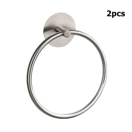 Adhesive Towel Ring Self Adhesive Hand Towel Ring Stainless Steel Rustproof Kitchen Bathroom Towel Holder Wall Mount 304 Stainless Steel Round Silver