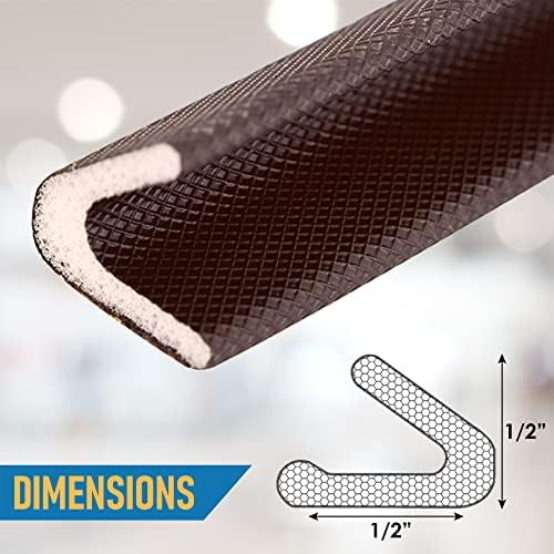 Adhesive V Shape Weatherstrip, Weather Stripping Door Seal Strip Foam Door Frame Insulation Side Jamb Bottom Groove Gap Filler Soundproof V Weatherstripping (Dark Brown, 1/2 in x 1/2 in x 26 Ft)