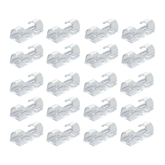 Adhesive Wall Cable Clips, Multi-Size Wire Holder Organizer, Cord Fix Fastener Pack, 20 Piece 1.5X0.6X0.5 Inch Clip For Usb Cord Routing, Dashcam Wire Fix,Clear