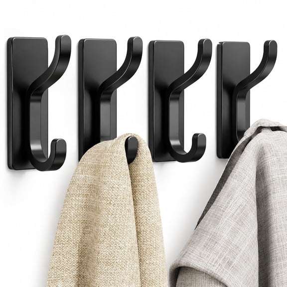 Adhesive Wall Coat Hooks - Heavy Duty Stick-On Door Hanger, Metal Hook for Hanging Towel,Purse, Robe, Backpack, Jacket, Clothes
