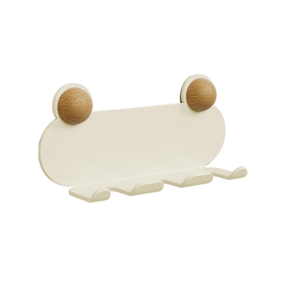Adhesive Wall Hook Wood Knob Frog Shape for Towel Key Coat No Drill
