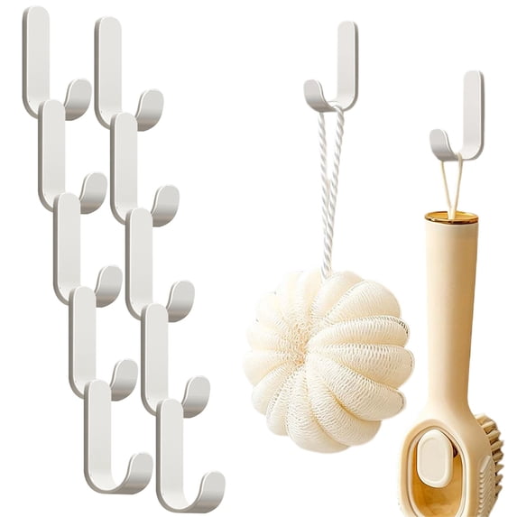 Adhesive Wall Hooks No Drill Design, Stick on Hangers for Home Bathroom Kitchen Door Hanging