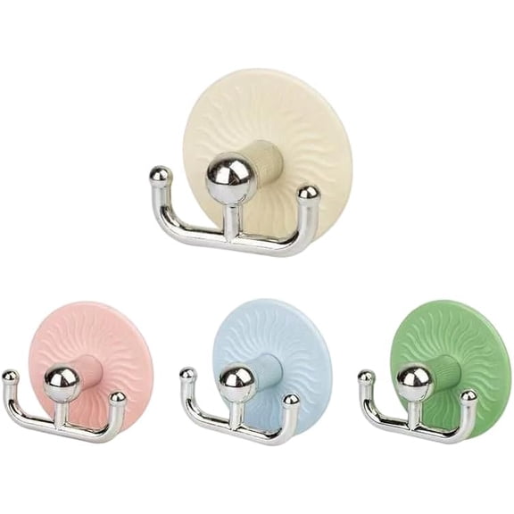 Adhesive Wall Hooks, No-Drill Rotating Hanger for Bathroom & Kitchen, Heavy Duty Utility