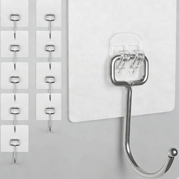 Adhesive Wall Hooks for Hanging - Heavy Duty Waterproof & Rustproof, Sticky Hooks for Walls No Damage, Kitchen/Bathroom/Rental (Ganchos para Pared)