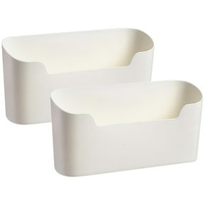 Adhesive Wall Mount Storage Box,Plastic Cabinet Door Organizer,Under Sink Door Storage Shelf,No Drilling File Storage Rack,Sundry Container for Home Kitchen Bathroom Office 2Pcs White