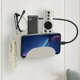 thumbnail image 1 of Adhesive Wall Shelf with Phone Charging Stand, Multifunctional Storage Rack, Hooks and Organizer Box for Bathroom, Kitchen Countertop, 1 of 6