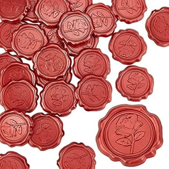 Adhesive Wax Seal Stickers 25PCS Red Rose Wax Seal Sticker for Envelopes Decorative Stamp Stickers Envelope Stickers for Wedding Invitation Craft Scrapbook Party Gift Grapping