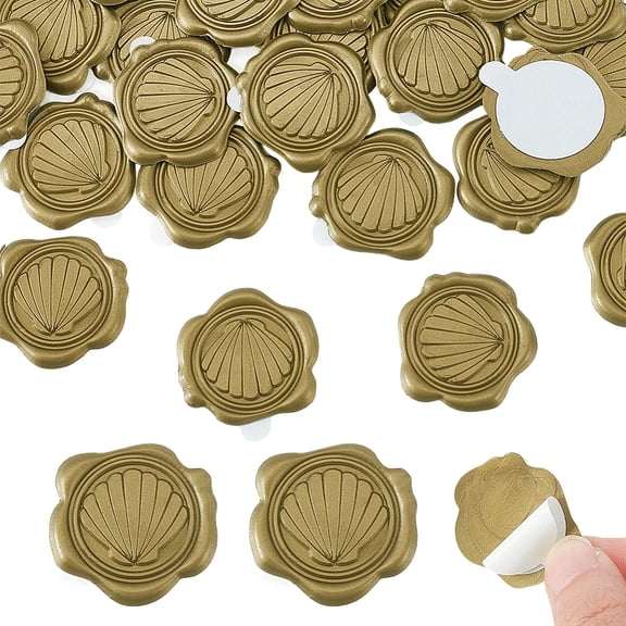 Adhesive Wax Seal Stickers For Envelope Seal Shell Shape Dark Goldenrod 27.5x27.5x1.5mm