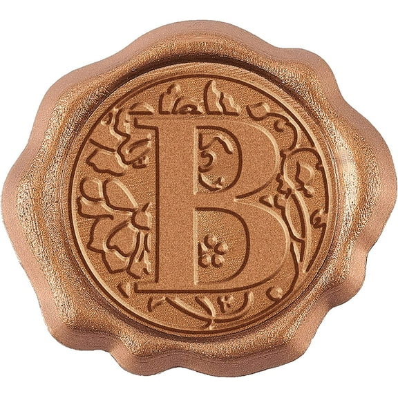 Adhesive Wax Seal Stickers Initial 25Pk Floral Self- Adhesive Wax Seals Gold Decorative Stamp Stickers Envelope Stickers for Wedding Invitation Christmas Xmas Letter B Alphabet Gold