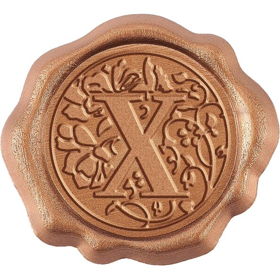 Adhesive Wax Seal Stickers Initial 25Pk Floral Self- Adhesive Wax Seals Gold Decorative Stamp Stickers Envelope Stickers for Wedding Invitation Christmas Xmas Letter X Alphabet Gold