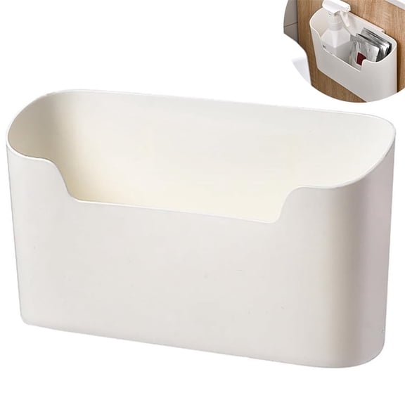 Adhesive White Cabinet Door Organizer 1 Pack Wall Mount Organizer,No Drilling Sundries Storage Rack,Kitchen Pantry Door Holder Caddy,Plastic File Shelf,for Home Office Bathroom