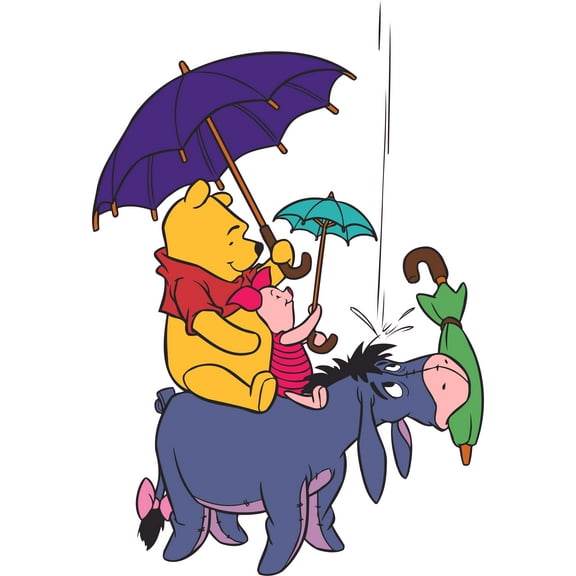 Adhesive Winnie The Pooh Animated TV Series Decor Design Eeyore Tigger & Piglet Sticker Wall Decal - 20" x 29" Donkey Pig & Tiger Cartoon Characters Home Art Kids Bedroom Nursery Vinyl Decoration