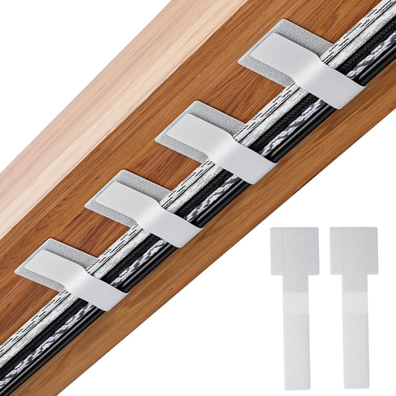 Adhesive Wire Management, 50pcs Hook and Loop Cable Ties, Adjustable Cable Straps, Sticky-Back Cord Organizer for Kitchen Appliances at Office, Home