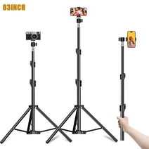 Adhino 83" Upgraded Phone Tripod: Solid, Travel-Friendly, Compatible with iPhone Android, Seamless Integration with Top Brands - Apple, Samsung, Huawei, Xiaomi. Perfect for Selfies and More, Black