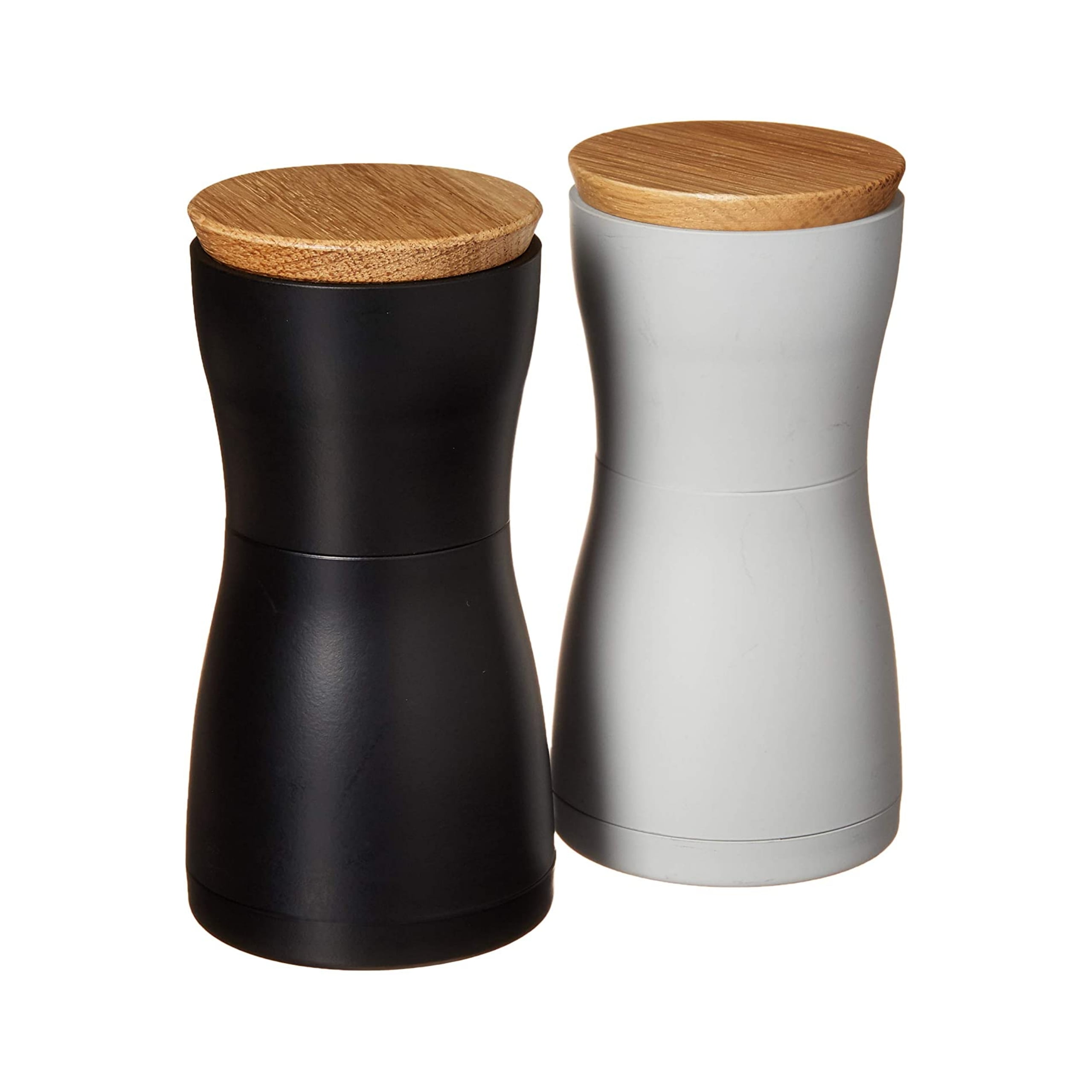 AdHoc Twin Black and White Ceramic Salt and Pepper Mill Set