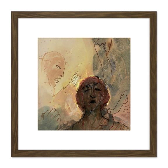 Adi Holzer 1986 Koloman Zyklus Folterung Painting 8X8 Inch Square Wooden Framed Wall Art Print Picture with Mount