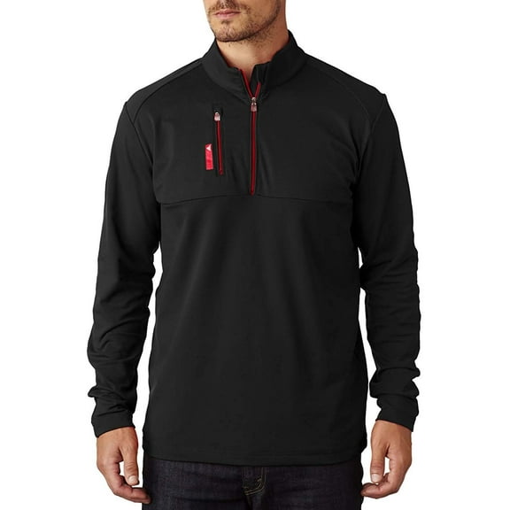 adidas Golf Mens Puremotion Mixed Media Quarter-Zip A195, Black/Bold Red, XX-Large