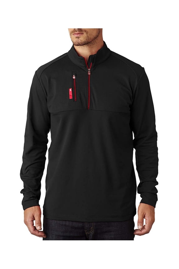Golf Mens Puremotion Mixed Media Quarter-Zip A195, Black/Bold Red, XX-Large