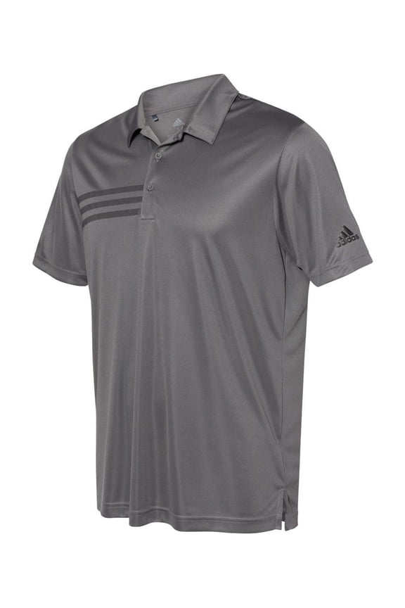 - 3-Stripes Chest Polo - A324 - Grey Five/ Black - Size: XL