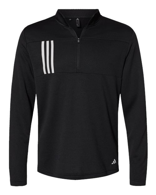 Adidas - 3-Stripes Double Knit Quarter-Zip Pullover - A482 - Black/ Grey Two
