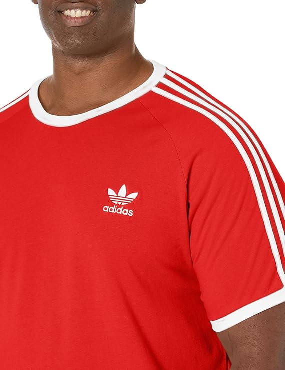 Adidas  3 Stripes Original Tee ||  Red/White  || Size : Mens Large