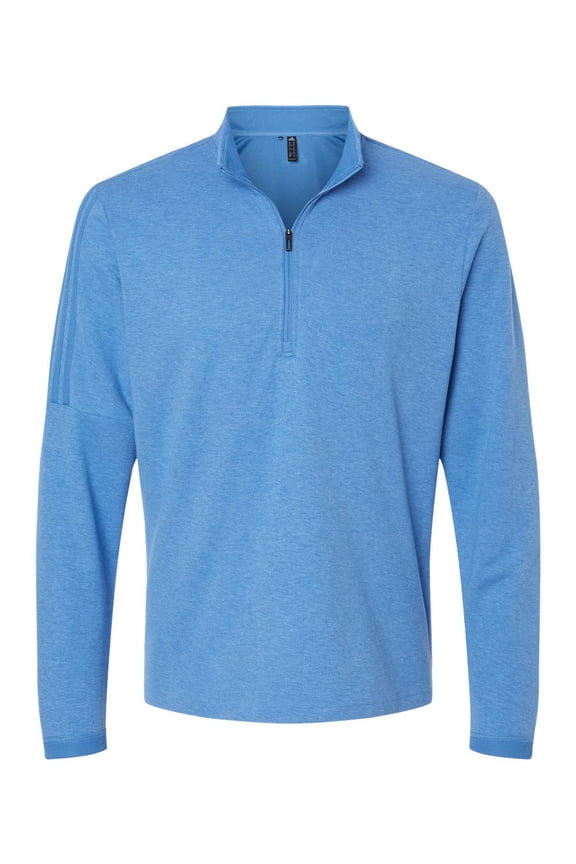 - 3-Stripes Quarter-Zip Sweater - A554 - Focus Blue Melange - Size: M